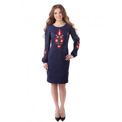 Embroidered dress "Navy Petrykivka Style"